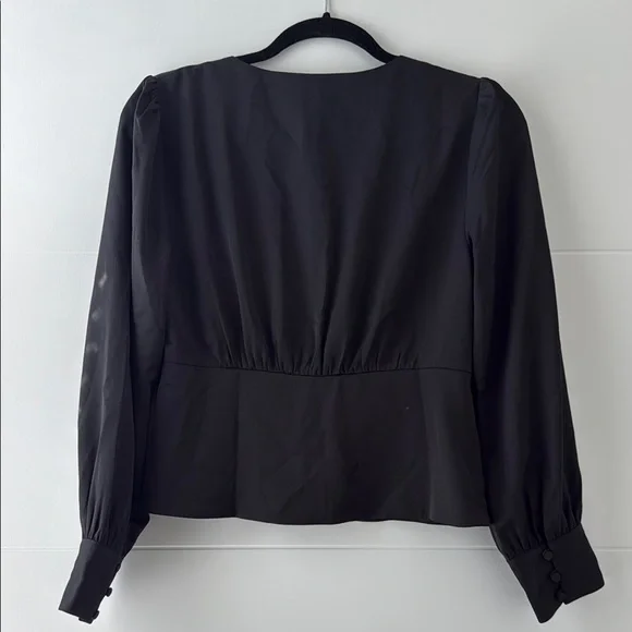 J. Crew Black Puff Sleeve Fitted Blouse - Picture 2 of 2